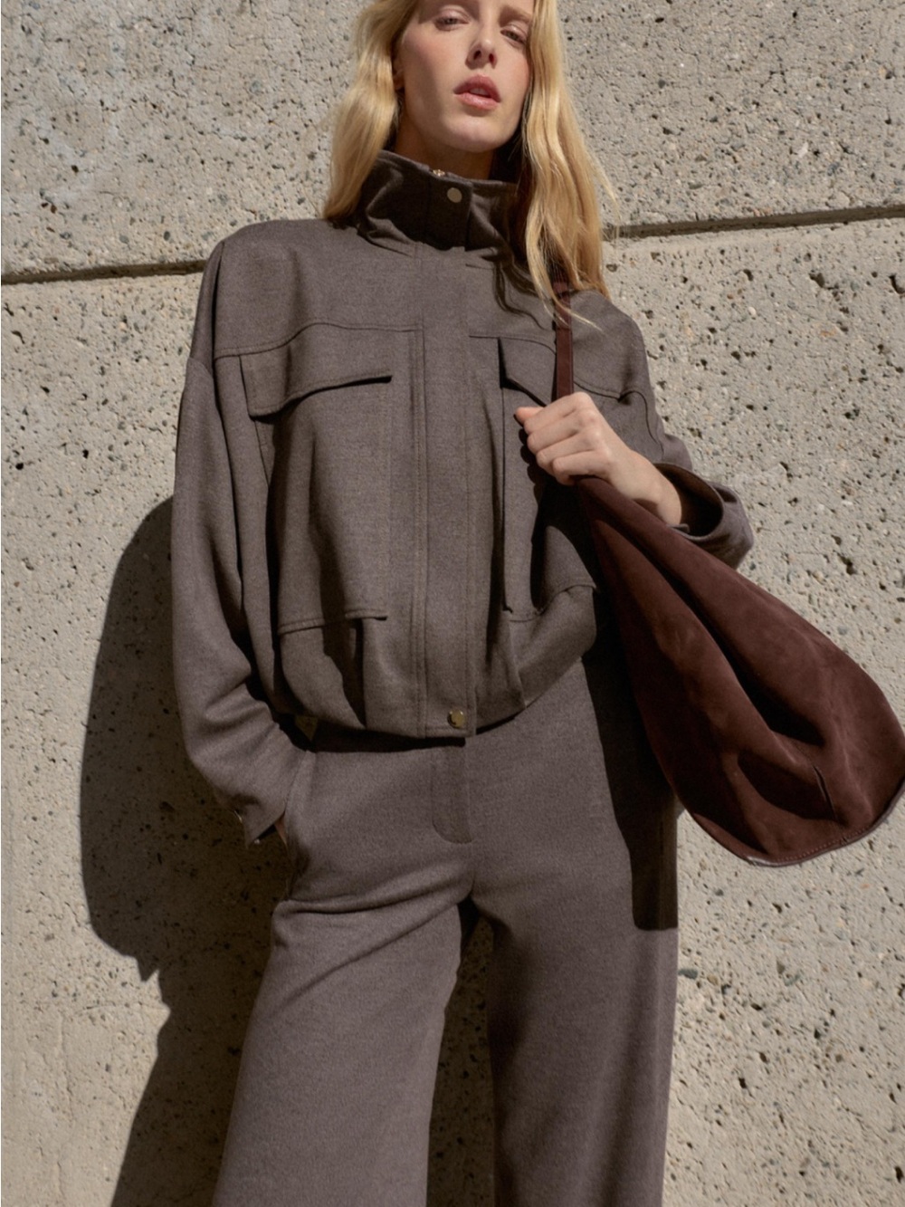Zara Brown Funnel Neck Bomber Jacket - Picture 8 of 10